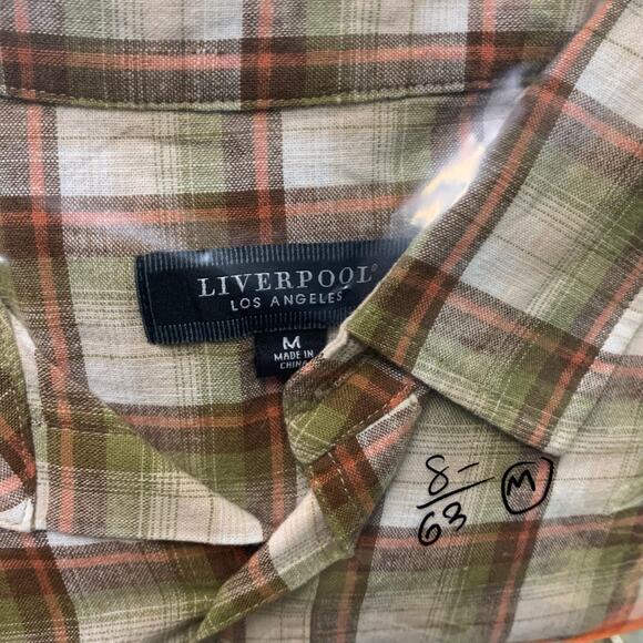 NEW Liverpool Los Angeles Mens Short Sleeve Plaid Button Up‎ Shirt SZ M - Picture 7 of 7